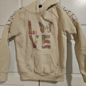 Kids Cream Hoodie with Butterfly Design